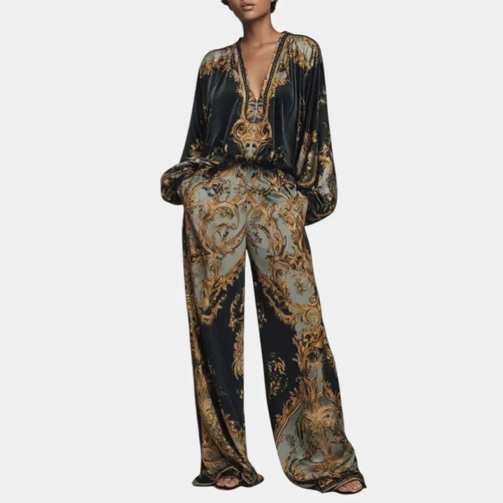 Valentina | Floral Baroque Ensemble with Palazzo Trousers