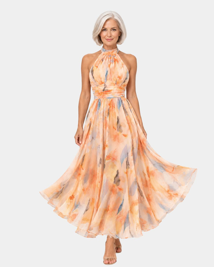 Louna | Halter Neck Dress with Watercolour Print