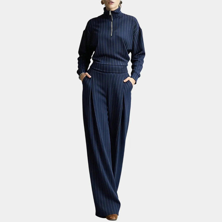Céleste | High-neck striped zip-up set