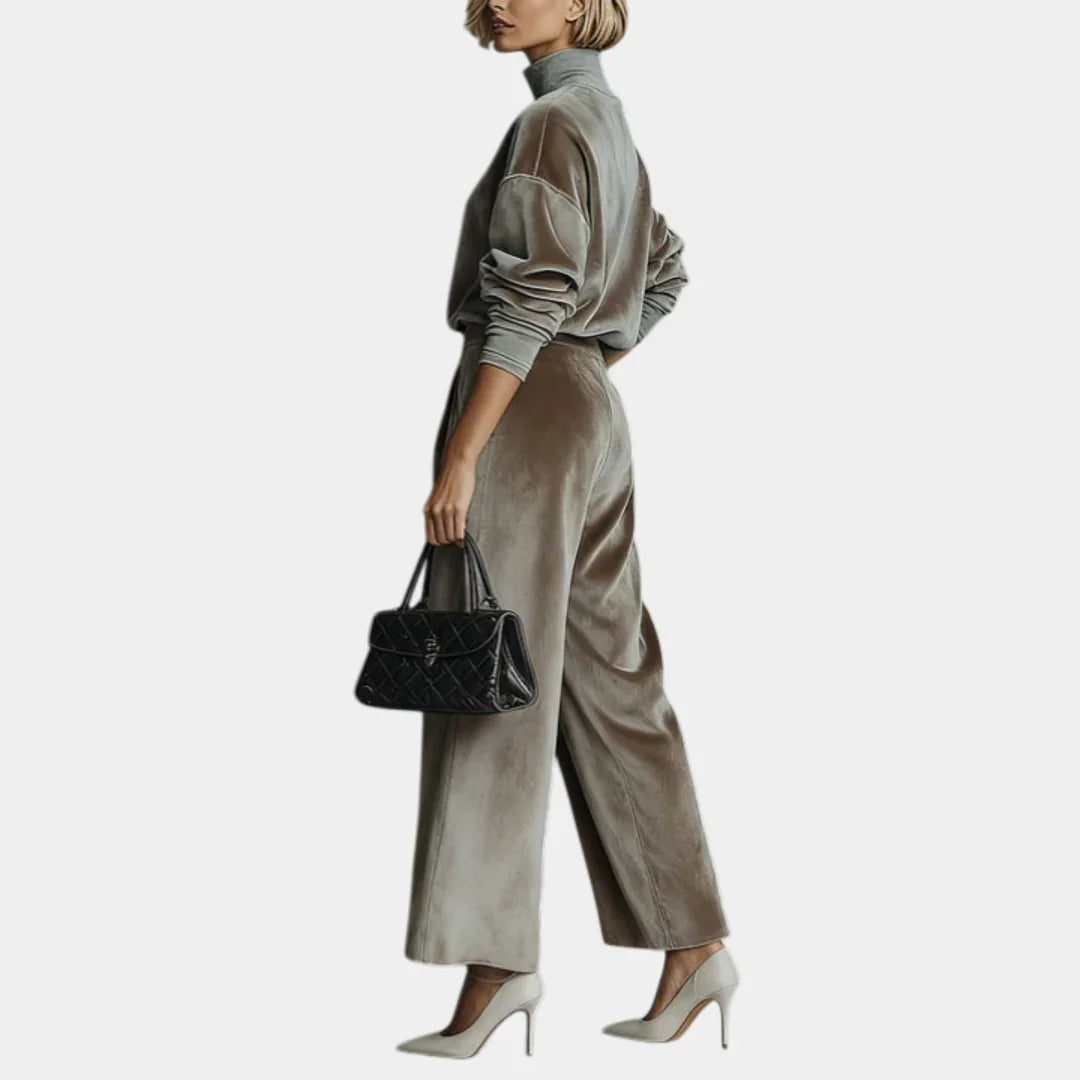 Aurélie | Casual Velvet High Neck Set for Women