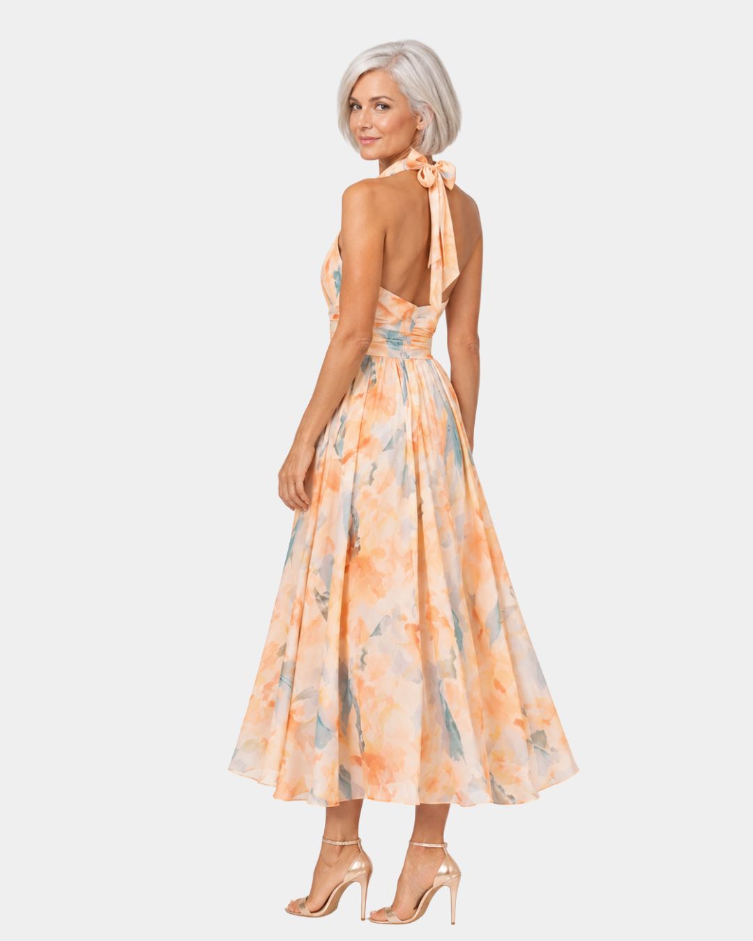 Louna | Halter Neck Dress with Watercolour Print