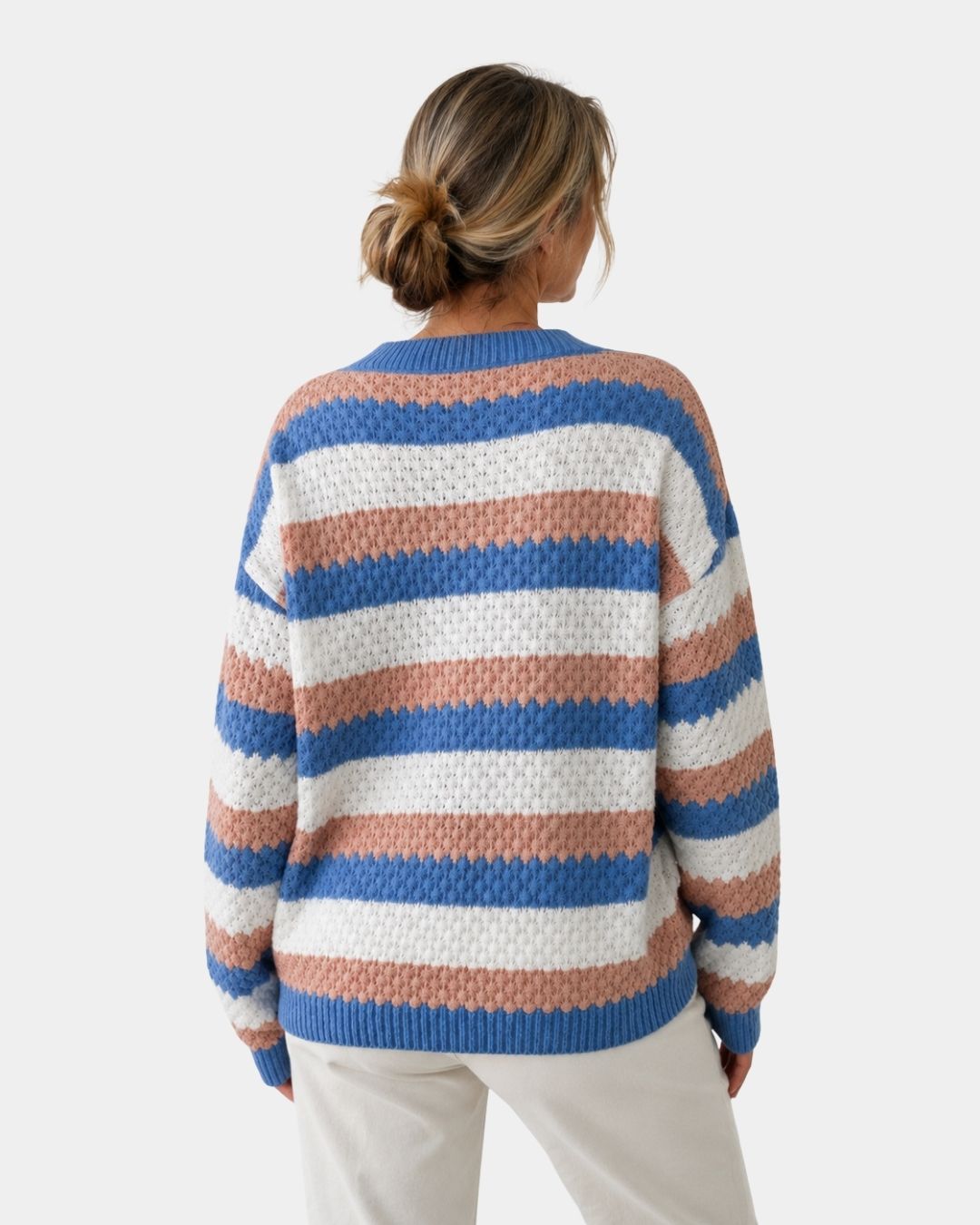 Camille | Oversized Jumper with Round Neck and Stripes