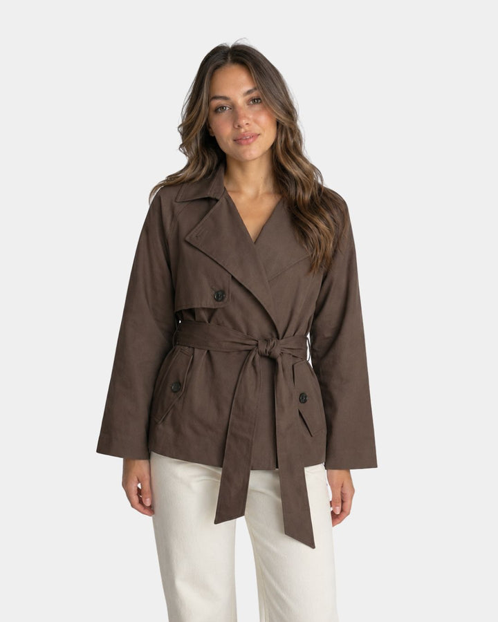 Lysianne | Brown Double-Breasted Trench Coat