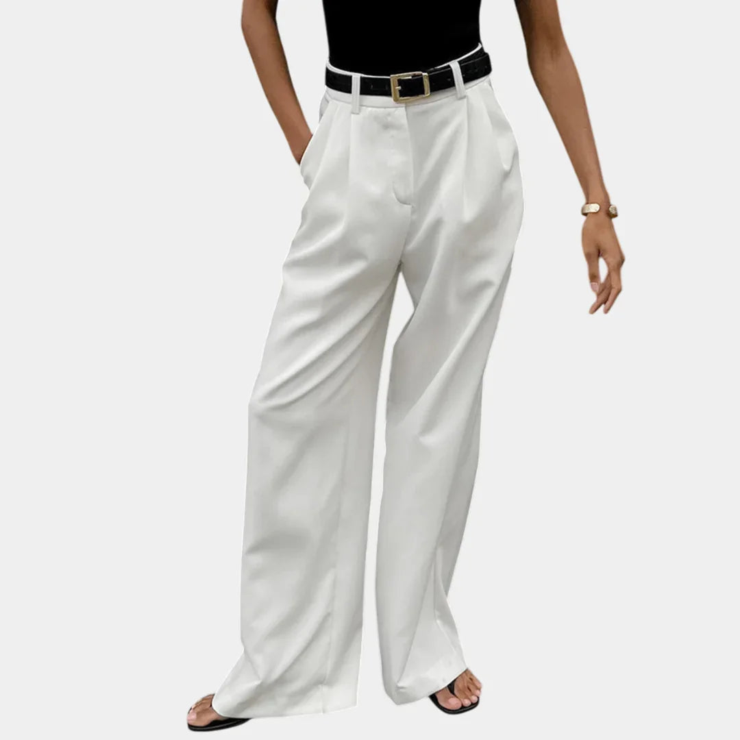 Flore | Solid Wide-Leg Trousers Without Belt
