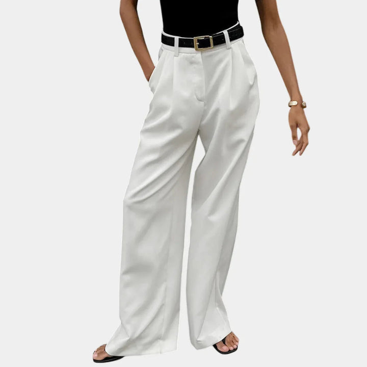 Flore | Solid Wide-Leg Trousers Without Belt
