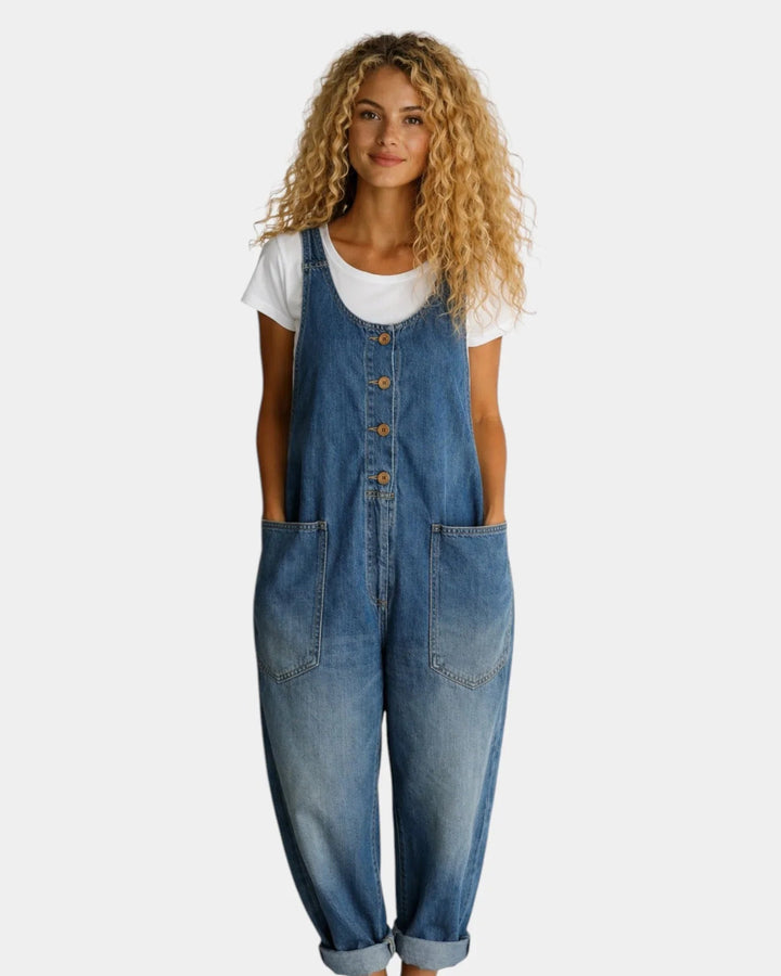 Lorena | Vintage Washed Cotton Denim Dungarees
