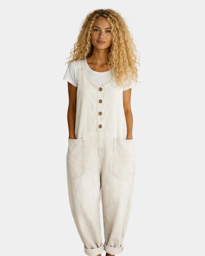 Lorena | Vintage Washed Cotton Denim Dungarees