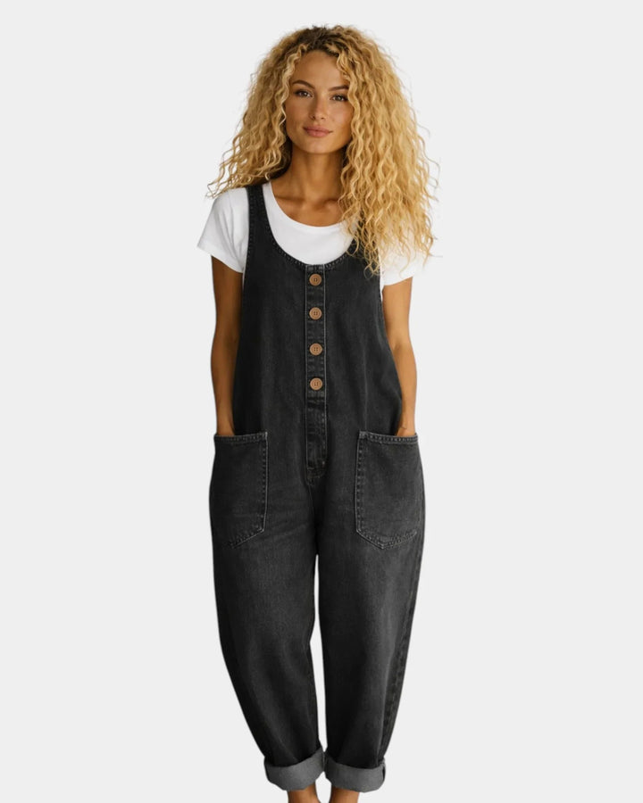 Lorena | Vintage Washed Cotton Denim Dungarees