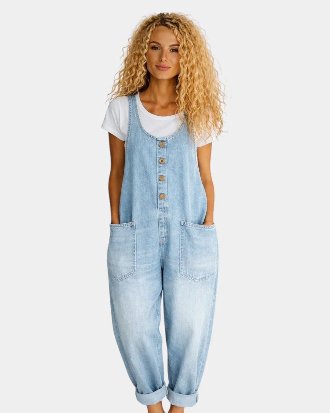 Lorena | Vintage Washed Cotton Denim Dungarees