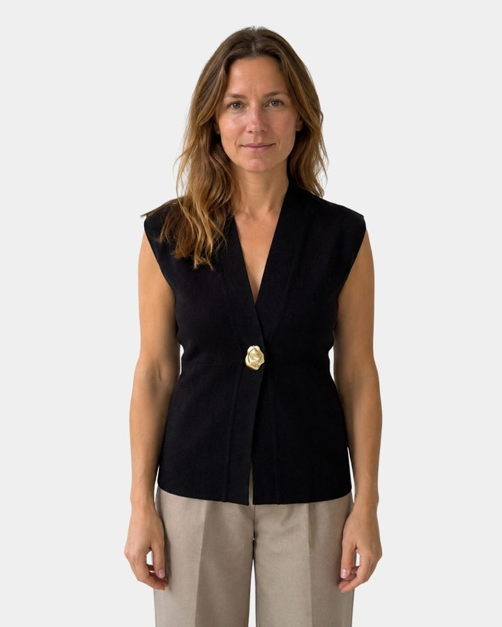 Félicie | Knitted Gilet with Button Detail and V-Neck