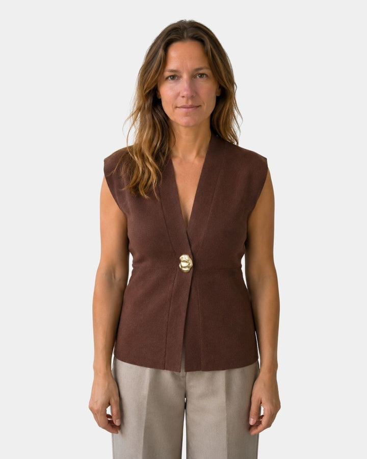 Félicie | Knitted Gilet with Button Detail and V-Neck