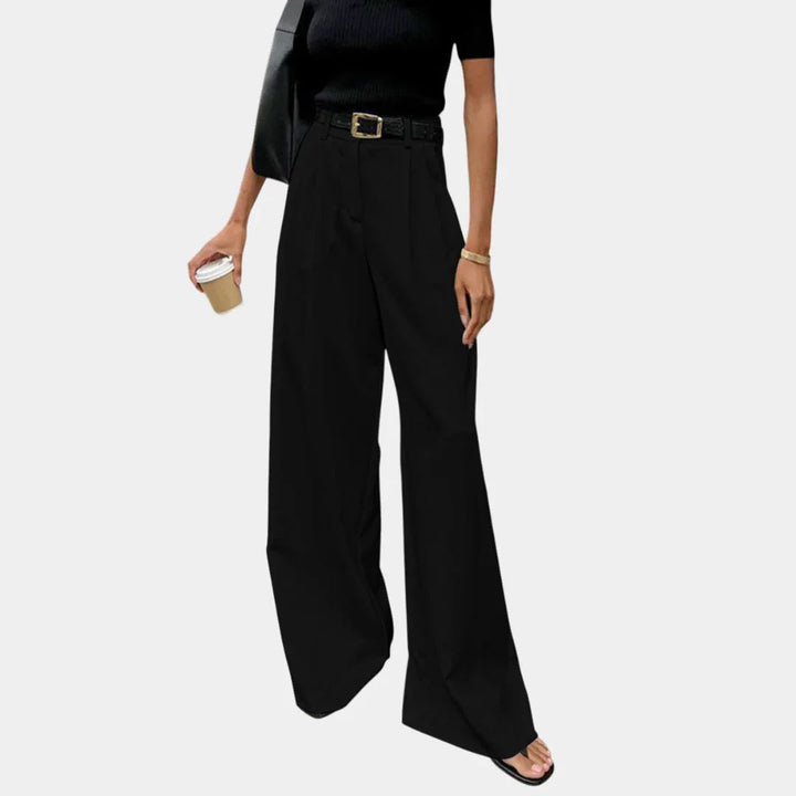 Flore | Solid Wide-Leg Trousers Without Belt