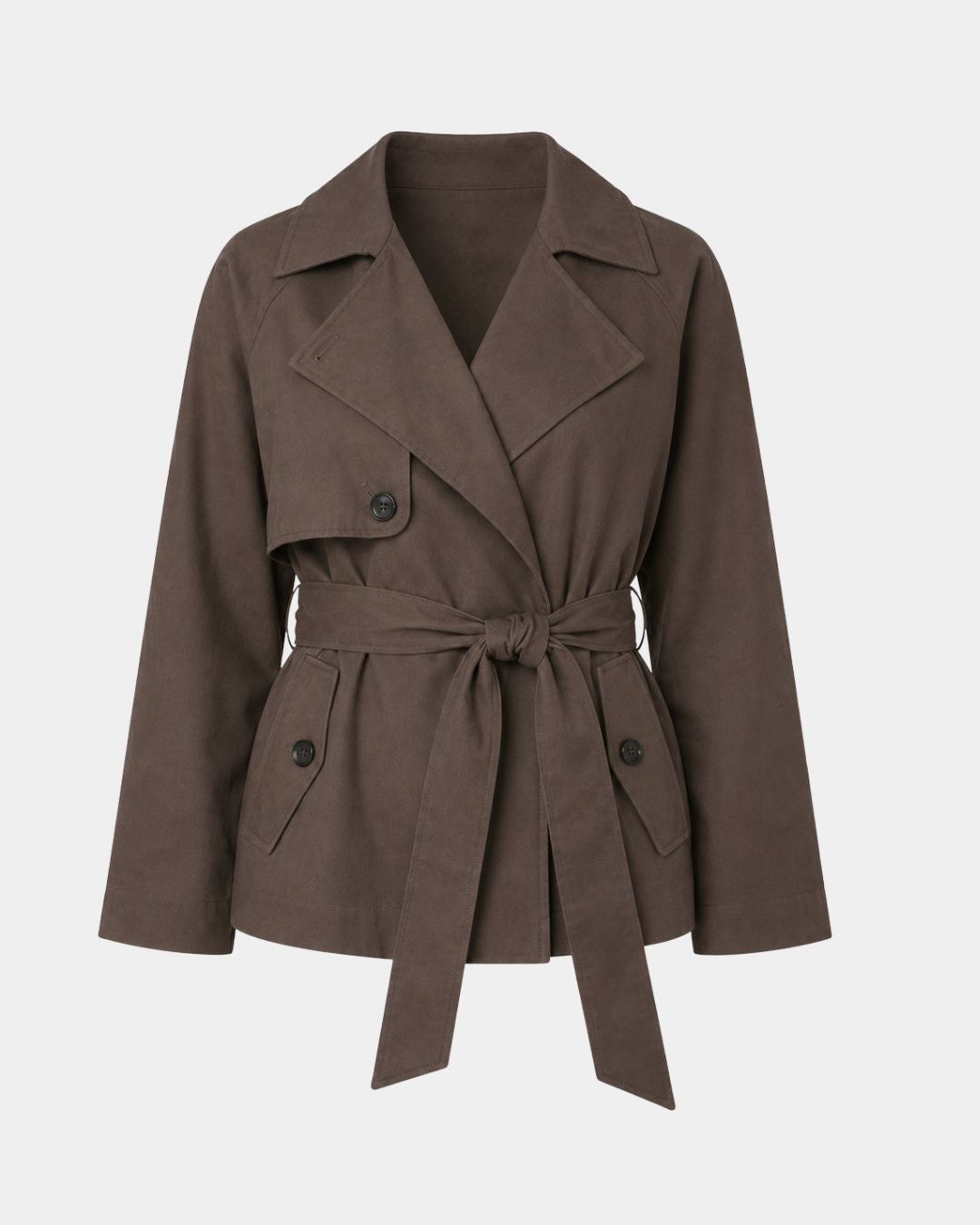 Lysianne | Brown Double-Breasted Trench Coat