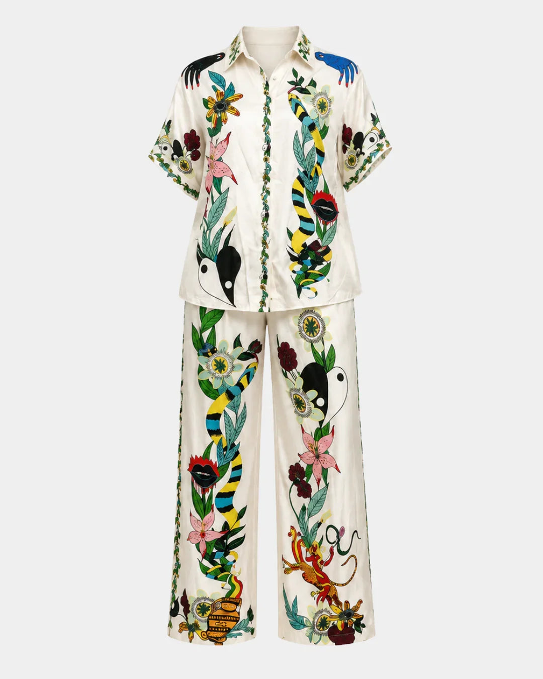 Anastaise | Satin Effect Shirt and Trouser Set