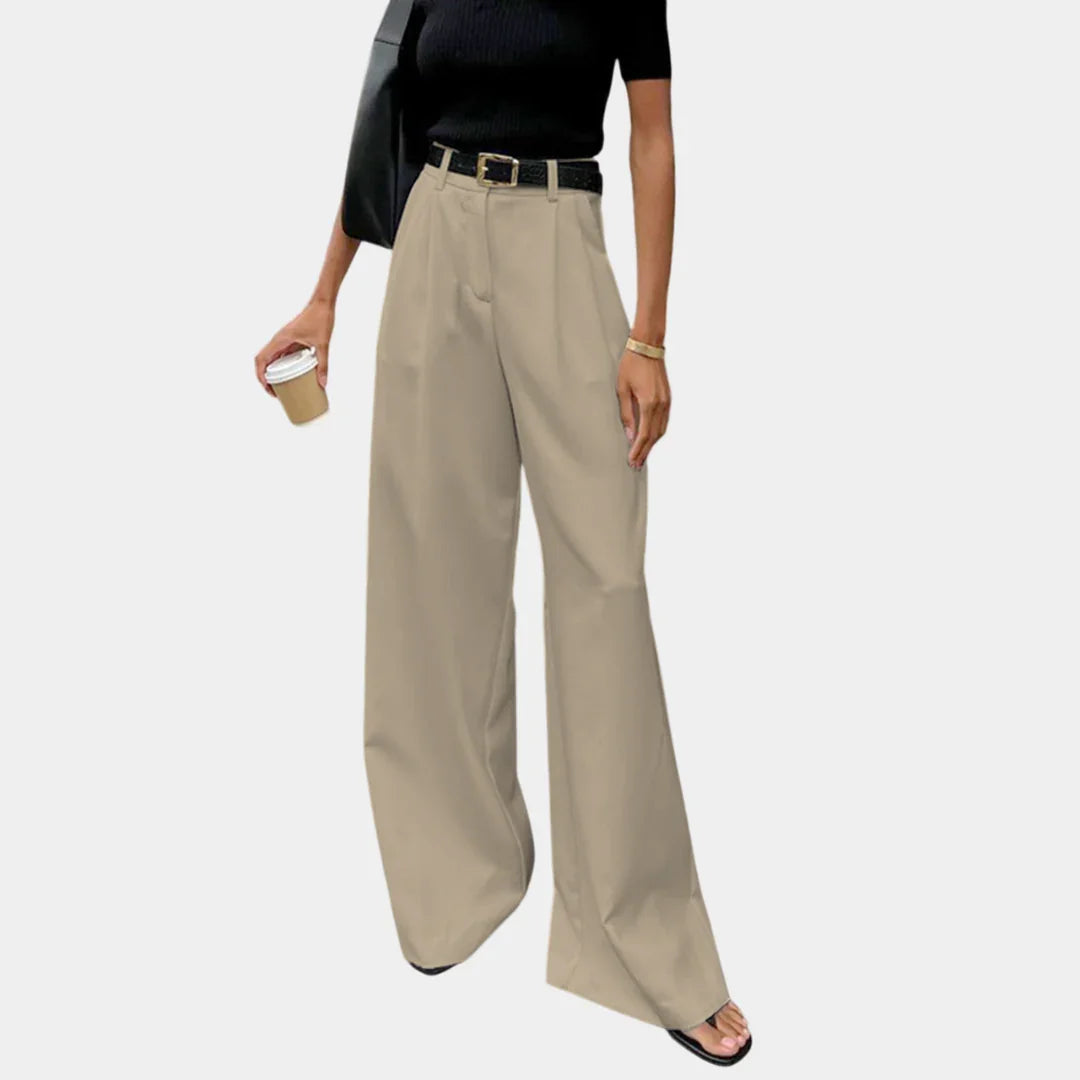Flore | Solid Wide-Leg Trousers Without Belt