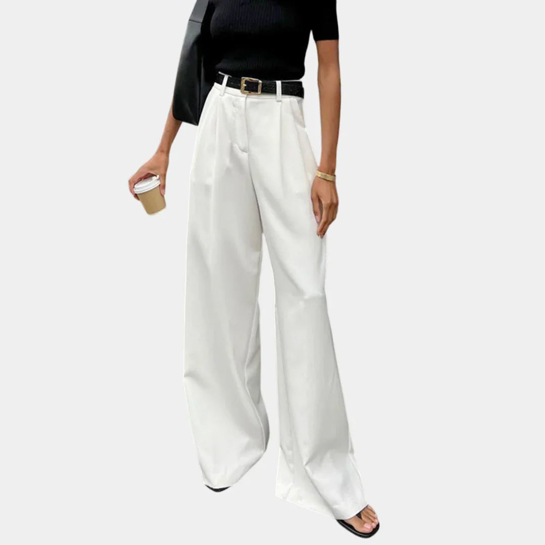 Flore | Solid Wide-Leg Trousers Without Belt