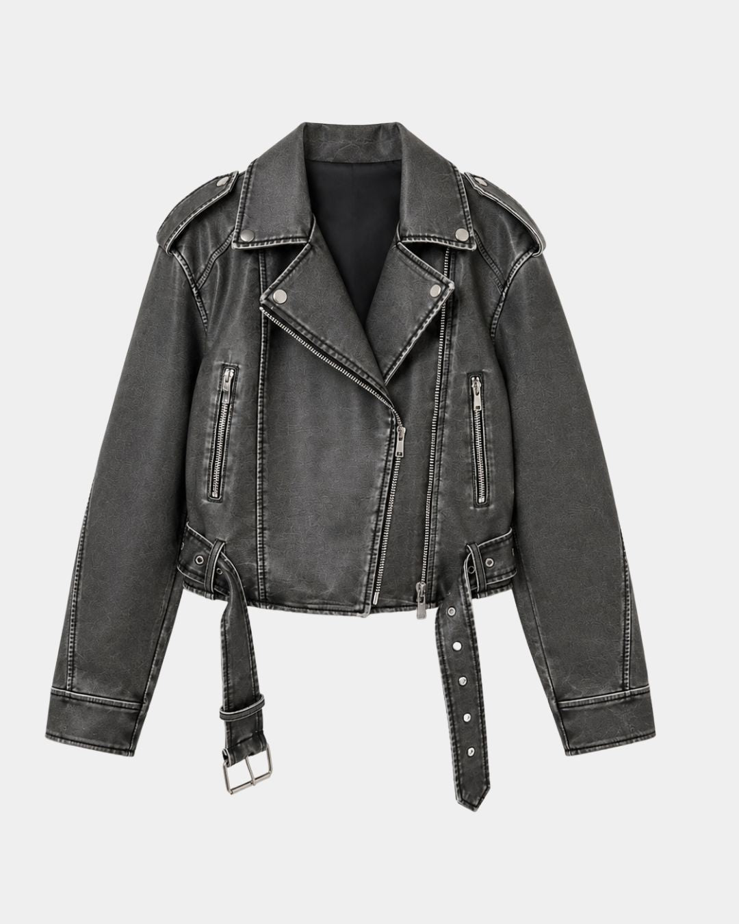 Ambrésia | Washed Faux Leather Jacket for Women