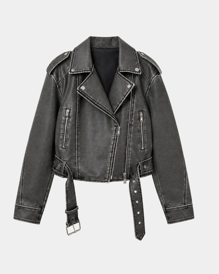 Ambrésia | Washed Faux Leather Jacket for Women