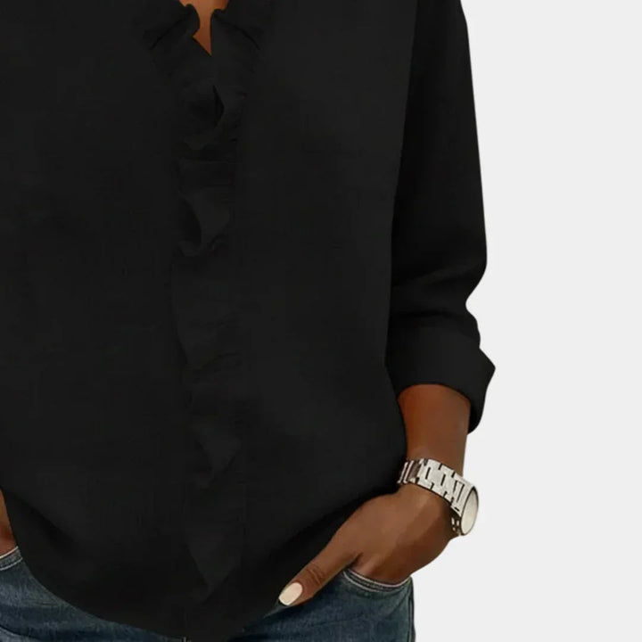 Flavie | Blouse with V-neck and delicate ruffles