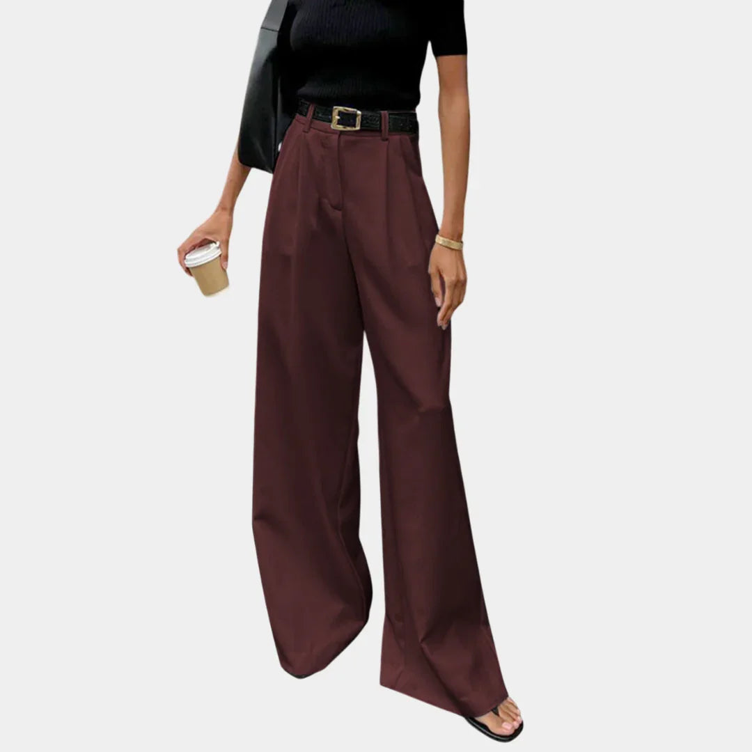 Flore | Solid Wide-Leg Trousers Without Belt