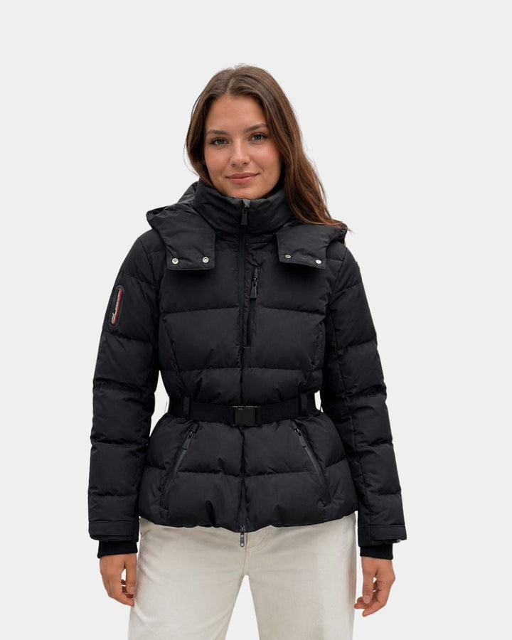 Eléanne | Black Puffer Coat with Belt