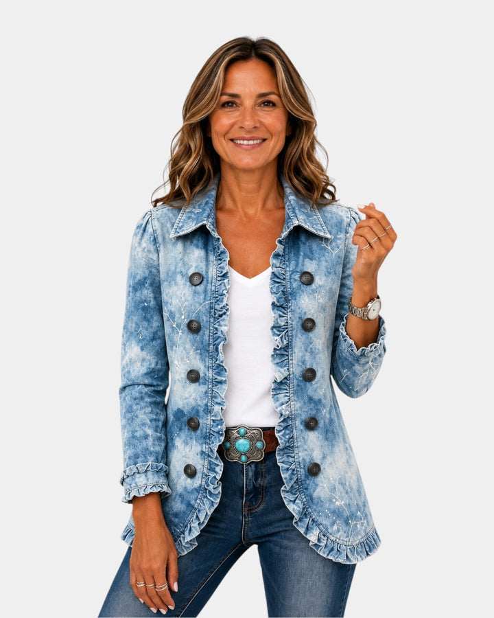 Genoveva | Gradient Botanical Jacket with Ruffles