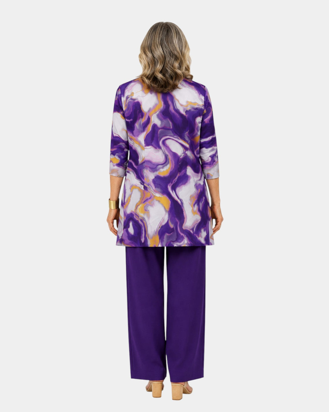 Olive | Three-Piece Set with Purple Swirl Print
