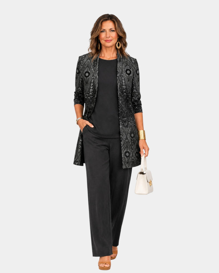 Eloise | Three-Piece Textured Black Ensemble