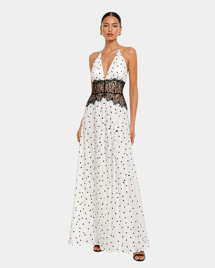 Pomeline | Maxi dress with elegant lace polka dots