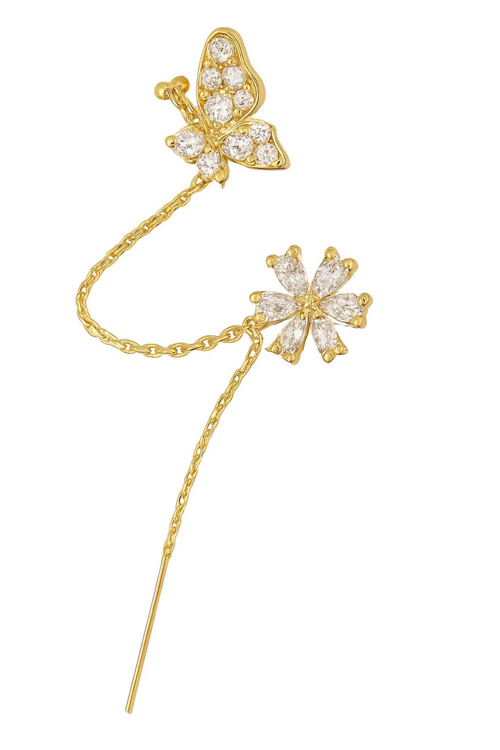 Marie | Butterfly and Flower Ear Cuff