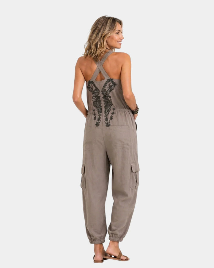 Eulambie | Casual Jumpsuit with Embroidered Effect