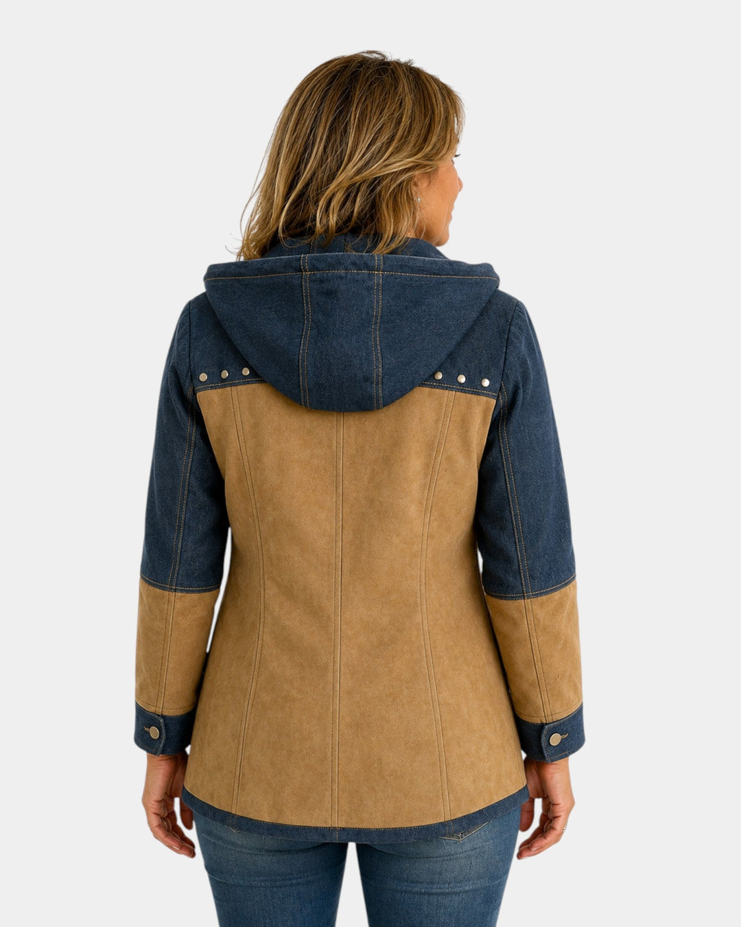 Adriana | Navy and Camel Hooded Jacket