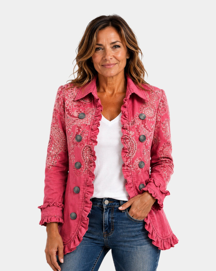 Adoration | Pink Cashmere Jacket with Ruffles