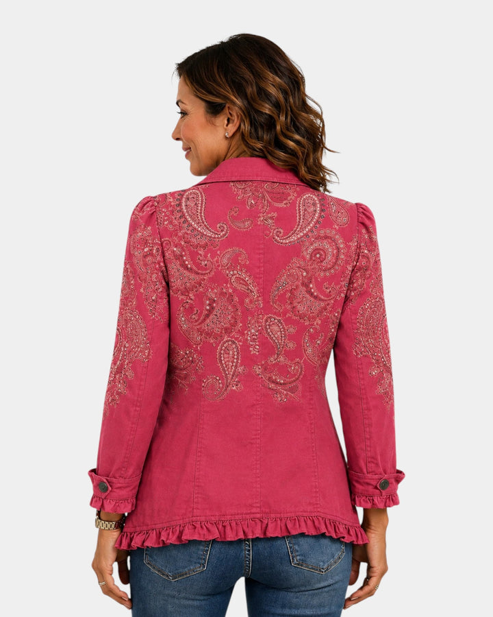 Adoration | Pink Cashmere Jacket with Ruffles