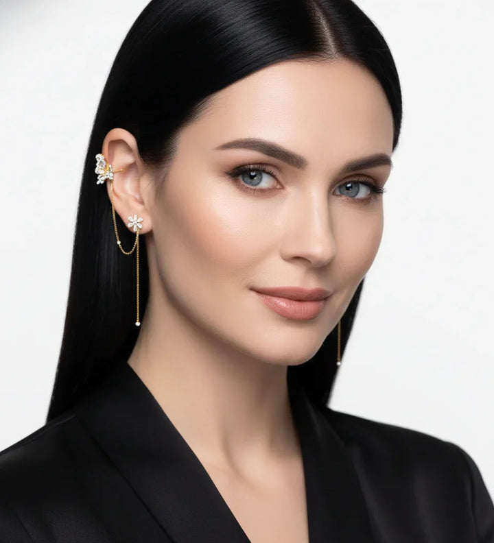 Marie | Butterfly and Flower Ear Cuff