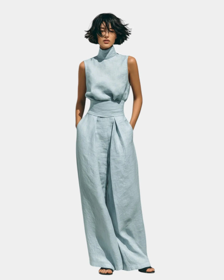 Falyne | Minimalist Tank Top and Wide Leg Trousers Set