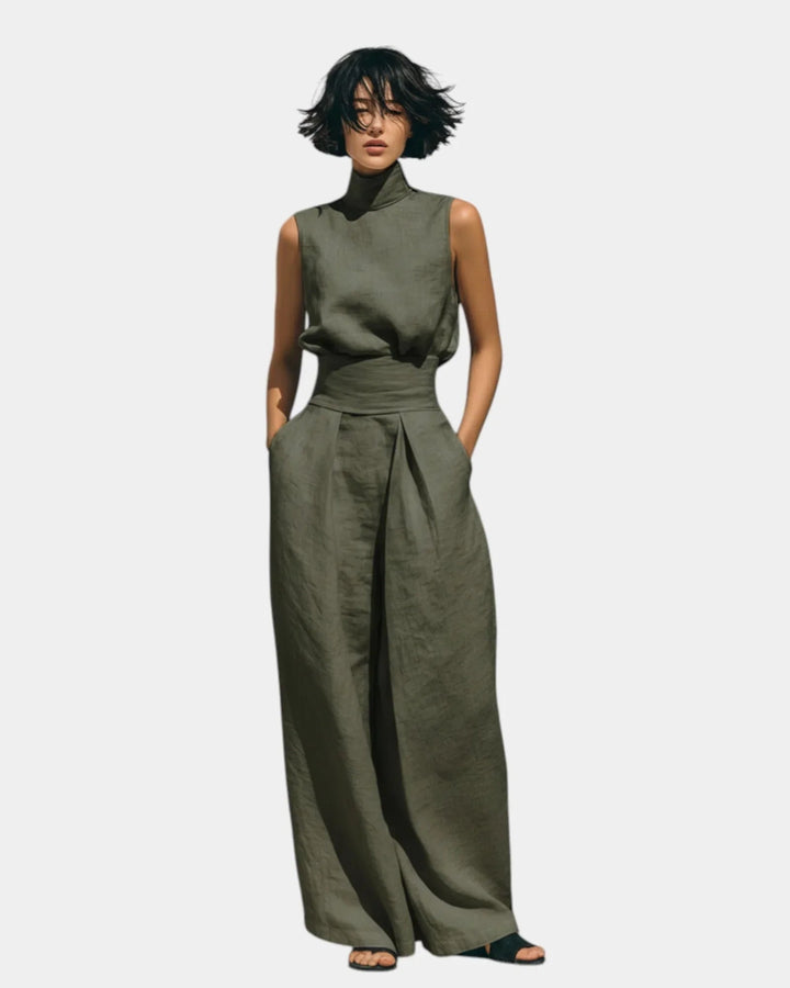 Falyne | Minimalist Tank Top and Wide Leg Trousers Set
