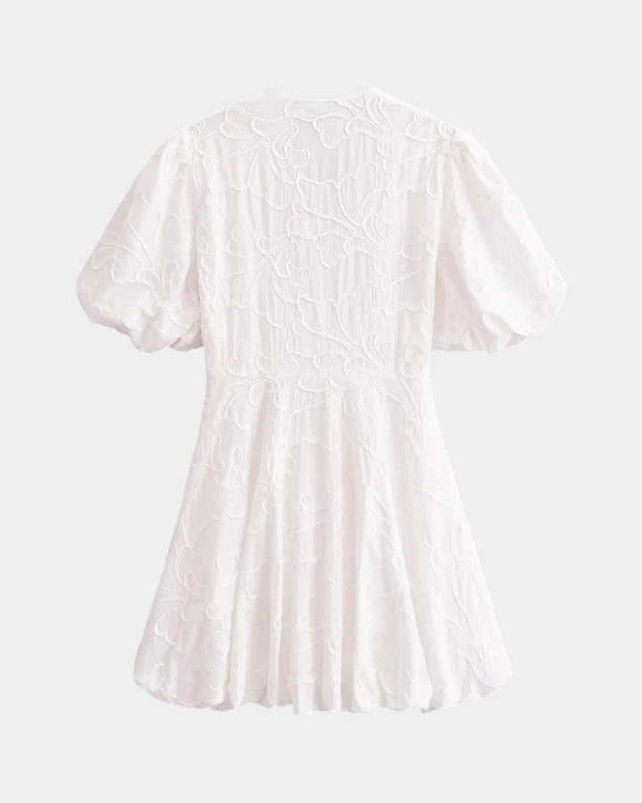 Anastasie | Embroidered Mini Dress with Ruffled Sleeves