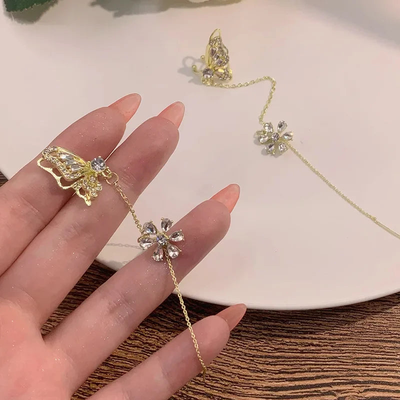 Marie | Butterfly and Flower Ear Cuff
