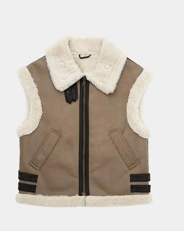 Adalsinde | Women's Sleeveless Gilet with Faux Shearling Effect