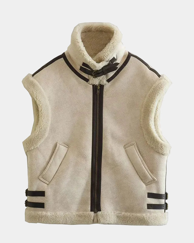 Adalsinde | Women's Sleeveless Gilet with Faux Shearling Effect