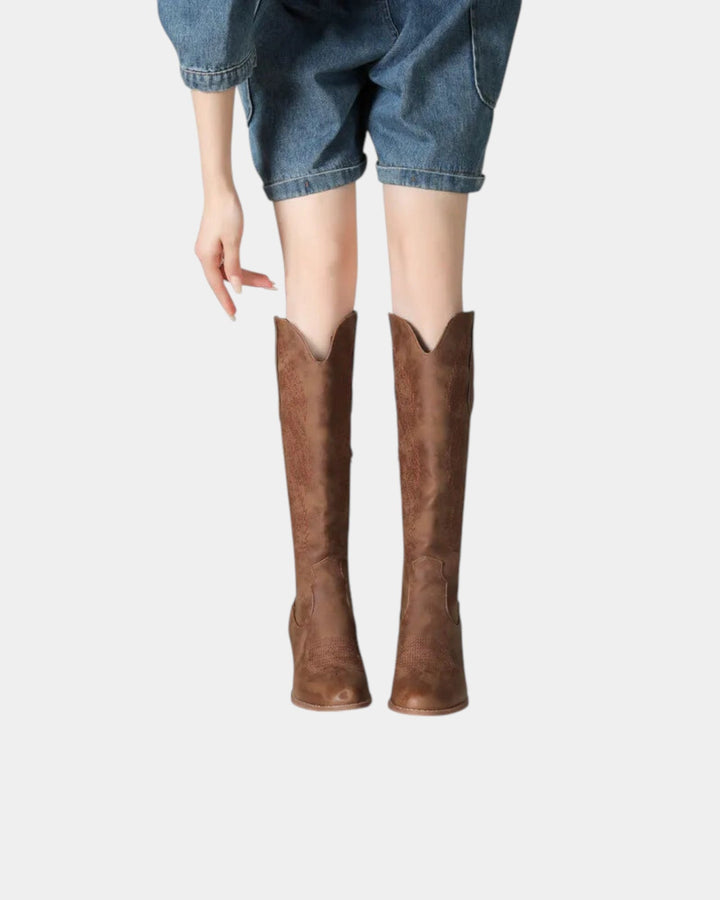 Valysia | Brown Cowboy Boots
