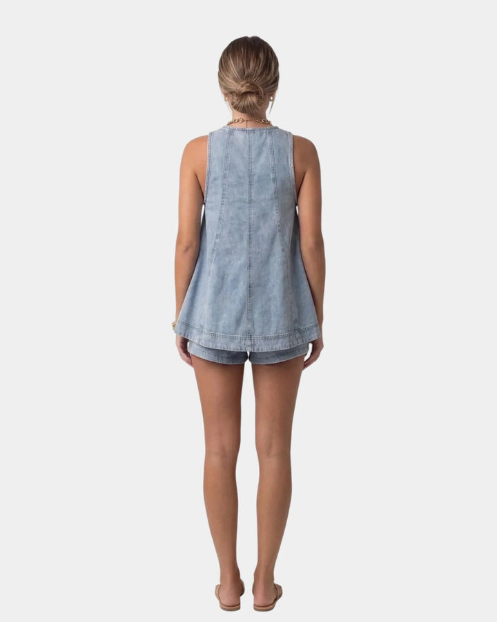 Erell | Denim blouse and shorts set