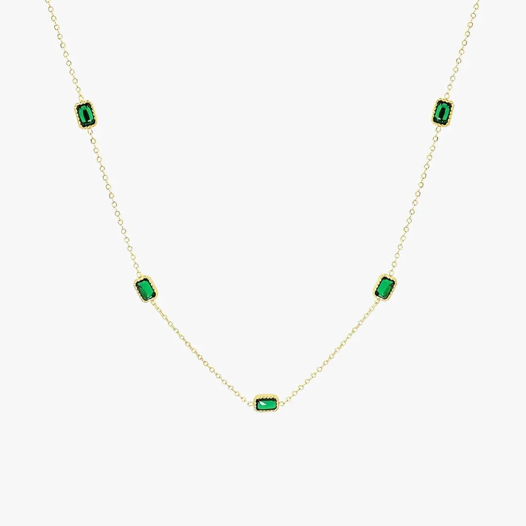 Apolline | Gold Chain Necklace with Green Stone