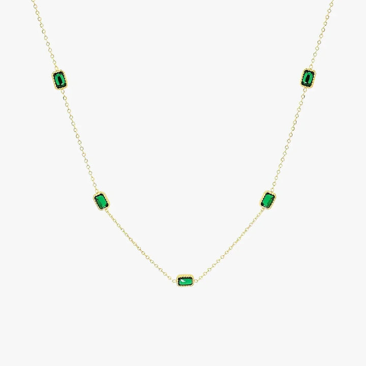 Apolline | Gold Chain Necklace with Green Stone