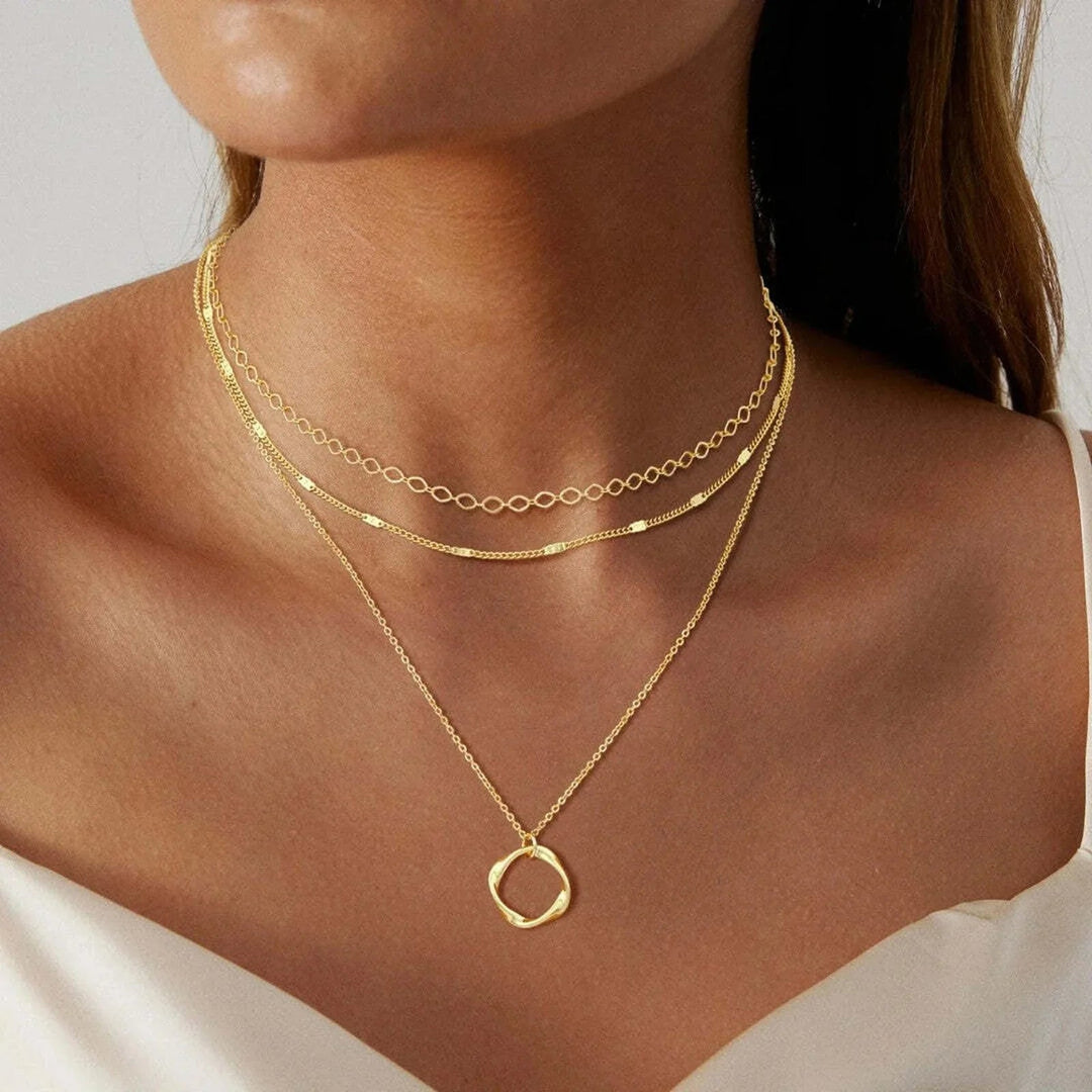 Pauline | Classic Layered Gold Plated Pendant Necklace