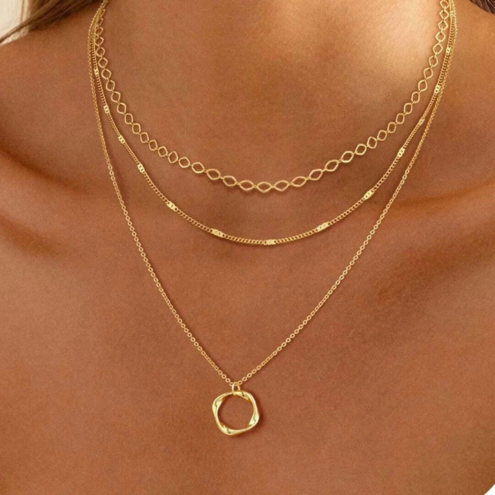 Pauline | Classic Layered Gold Plated Pendant Necklace