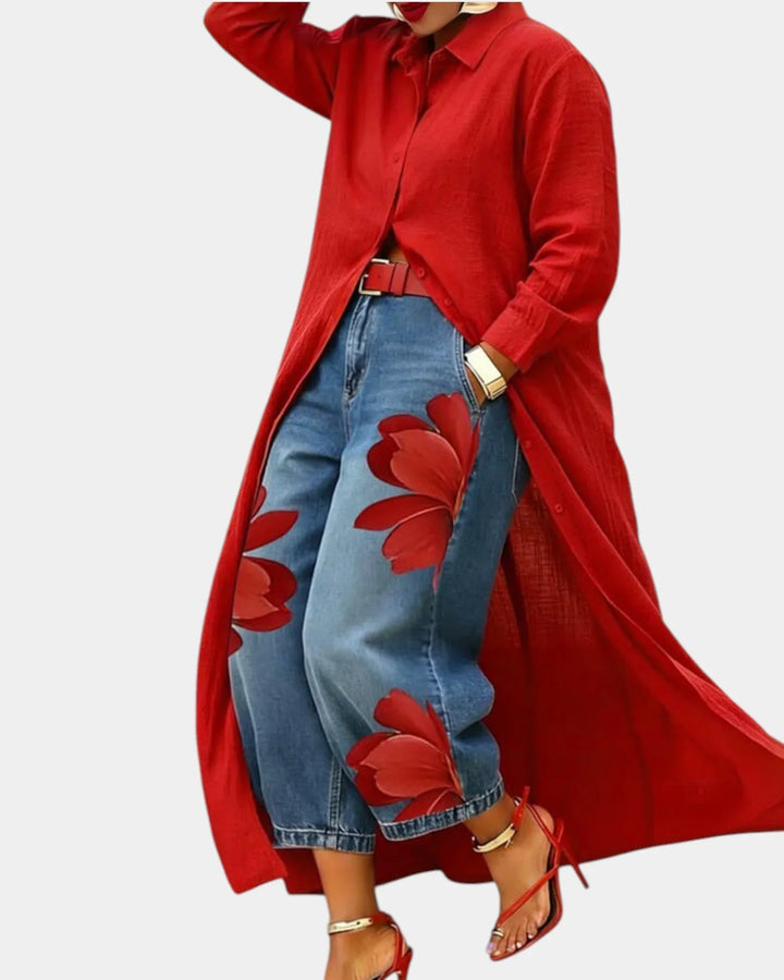 Céliane | Set of Wide Leg Jeans and Dress