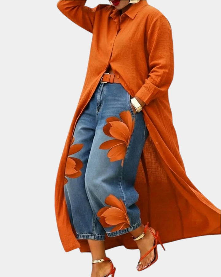 Céliane | Set of Wide Leg Jeans and Dress
