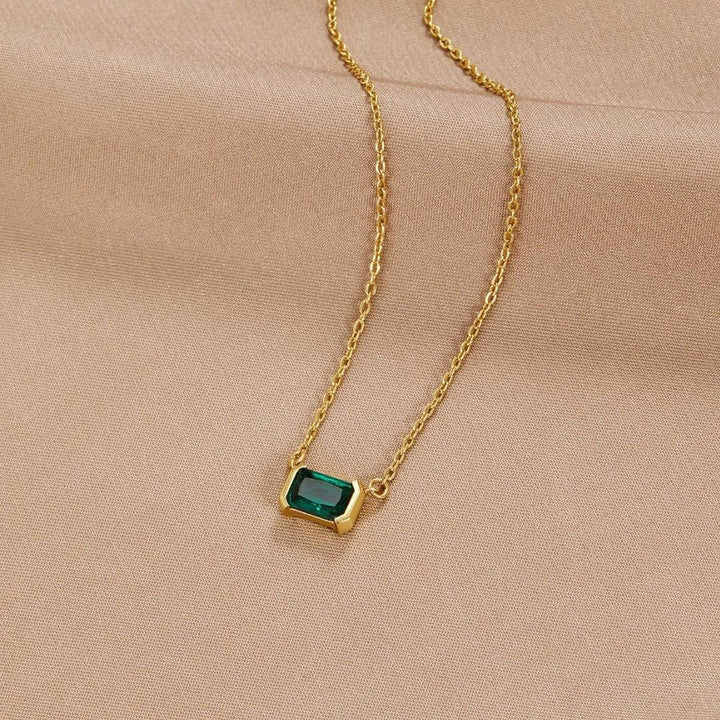 Fleur | Gold-Plated Green Emerald Necklace